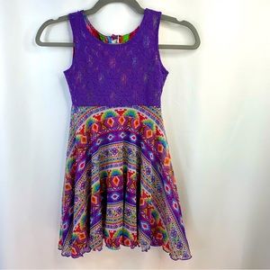 Emily West Reversible Girls dress. Size 7. Tie Dye, purple bodice top.